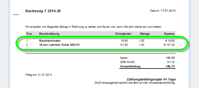 Postionen verschieben